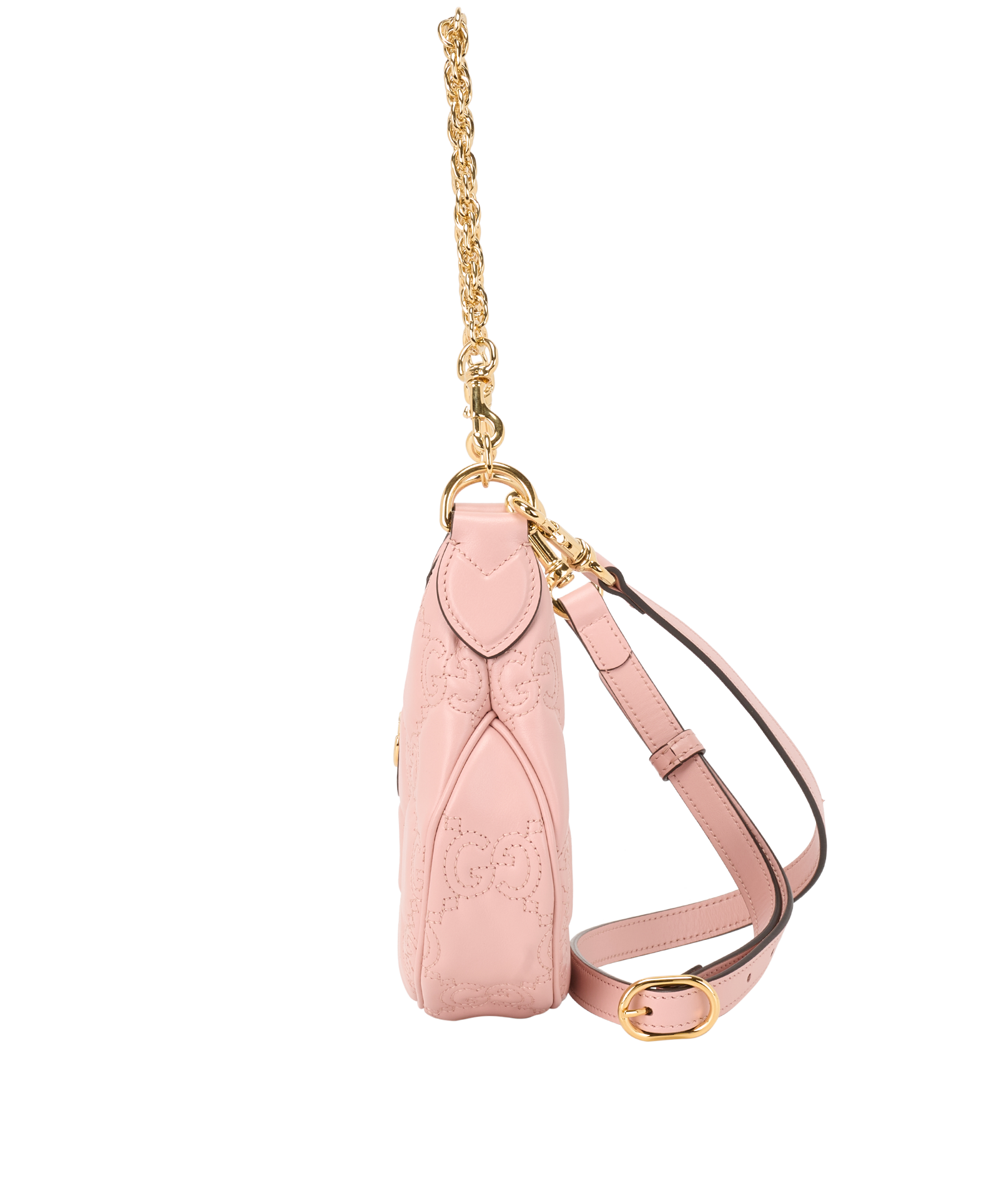 Crescent-Shaped Shoulder Bag, &pound;750, Handbags, Pink, Leather, Bottom view